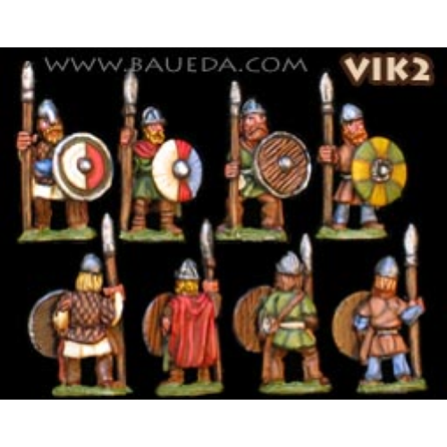 Baueda Viking Spearmen Shieldwall standing (8 figures)