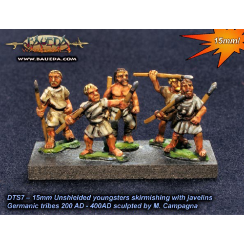 Baueda Unshielded Adolescent Skirmishers with javelins (8 figures)