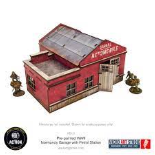 Bolt Action Pre-Painted WW2 Normandy Garage with Petrol Station