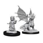 D&D Miniature - Silver Dragon Wyrmling & Halfling Dragon