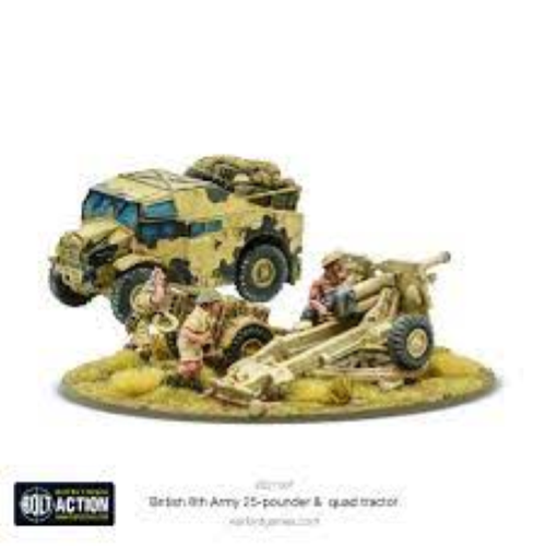 Bolt Action 8th Army 25-PDR Light Artillery, Quad Tractor & Limber