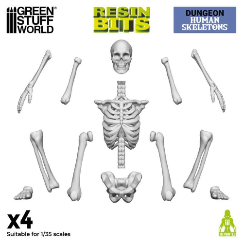 Green Stuff World Human Skeletons (4pz)