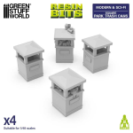 Green Stuff World Square Park Trash Cans (4pz)