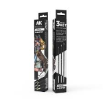 AK Interactive White Synthetic Hair Brush Set