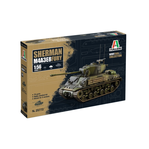 Italeri WW2 Tank Collection Sherman M4A3E8 Fury (1 veicolo) 1:56