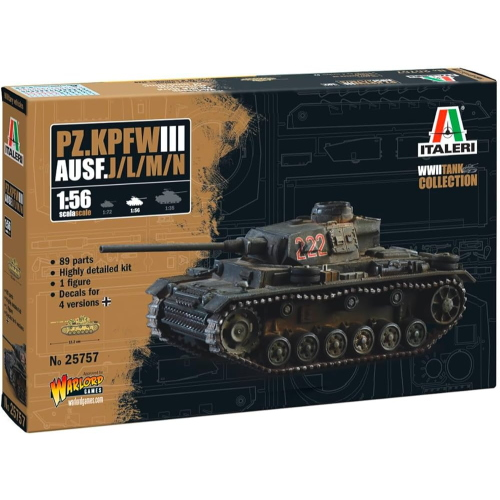 Italeri WW2 Tank Collection Pz. Kpfw. III Ausf. J/L/M/N (1 veicolo) 1:56