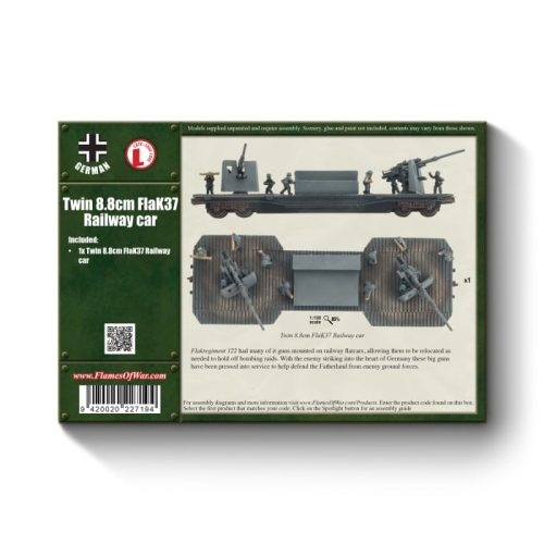 Flames of War German Armoured Train Twin 8.8cm FlaK Railway Car (1 Car)