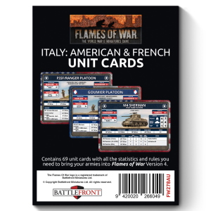 Flames of War Italy American and French Unit Cards (69 Cards)