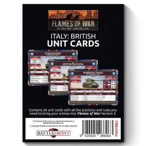 Flames of War Italy British Unit Cards (36 Cards)