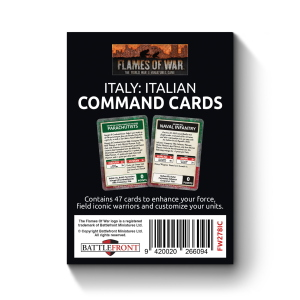 Flames of War Italy Axis and Allied Italian Command Cards (47 Cards)