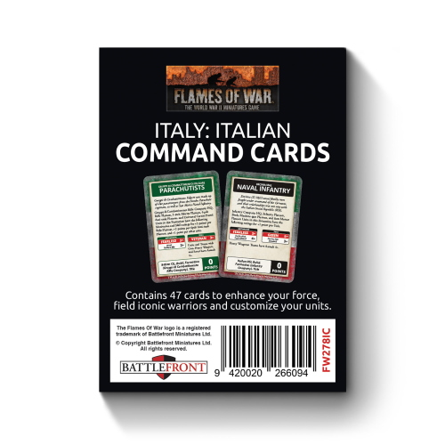 Flames of War Italy Axis and Allied Italian Command Cards (47 Cards)