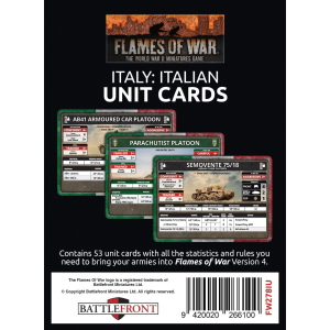 Flames of War Italy Axis and Allied Italian Units Cards (53 Cards)