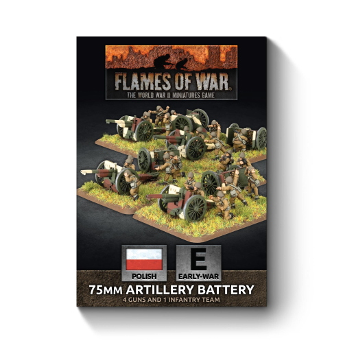 Flames of War Polish 75mm Artillery Battery (4x Guns 1x Observer)