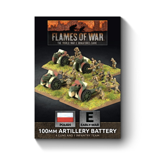 Flames of War Polish 100mm Artillery Battery (4x Guns 1x Observer)